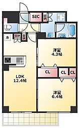 アーバネックス天満橋south 2LDKの間取図画像