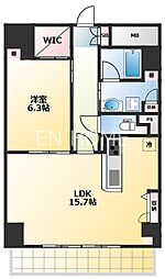 グランルージュ谷町六丁目 1LDKの間取図画像