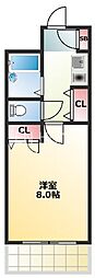 シティガーデン中寺 1Kの間取図画像