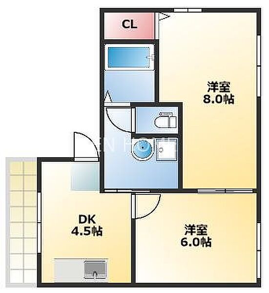 浜口ビル 2F｜大阪府大阪市天王寺区空清町(賃貸マンション2DK・2階・40.00㎡)の写真 その2