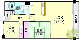 メイプル平和台 2LDKの間取図画像