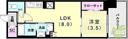 リビオシティ神戸名谷 1LDKの間取図画像