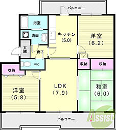 井吹東シティコート3号棟 3LDKの間取図画像