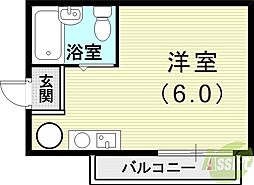中内ハイツ ワンルームの間取図画像