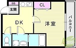 ときわ庄山ハイツ 1DKの間取図画像