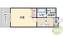 アクシス板宿 1Kの間取図画像