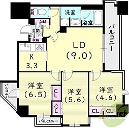 ローレル須磨シーサイドビュー 3LDKの間取図画像