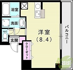 メゾン・ド・ヴィレ板宿 1Kの間取図画像