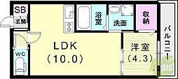 フォルモント須磨 1LDKの間取図画像