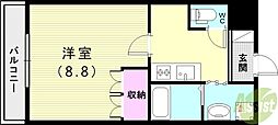 サンモール長畑 1Kの間取図画像