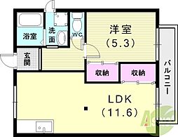 フレグランスリッチ2 1LDKの間取図画像