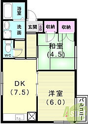 エイシンハイツ 2DKの間取図画像