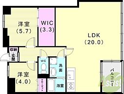 ベルツリー若草アネックス 2LDKの間取図画像