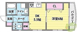 ブルーラグーン 1DKの間取図画像