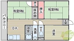 グリーンヒル白川 3DKの間取図画像