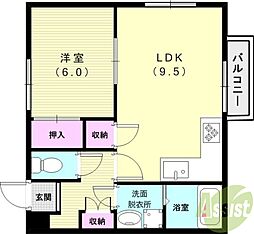 レジデンス南別府 1LDKの間取図画像