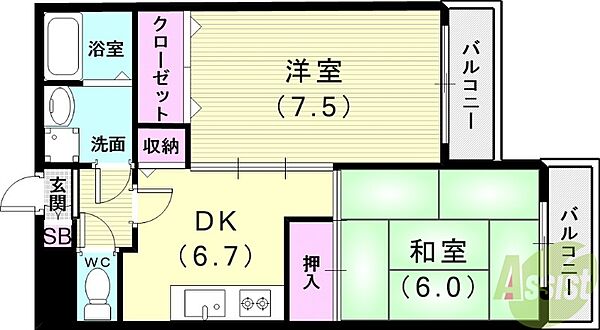 ルナポリス ｜兵庫県神戸市西区南別府1丁目(賃貸マンション2DK・3階・50.92㎡)の写真 その2