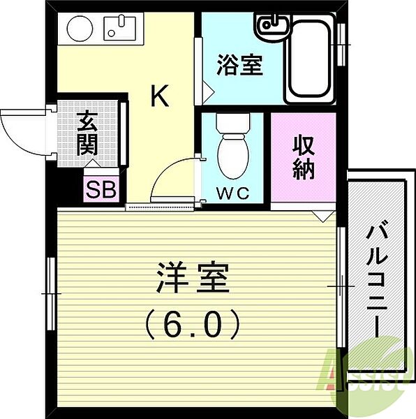 シティライフ須磨浦 ｜兵庫県神戸市須磨区須磨浦通6丁目(賃貸アパート1K・2階・19.87㎡)の写真 その2