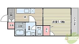 ゴールドハイツ 1DKの間取図画像