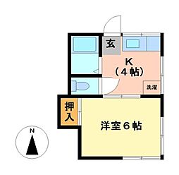 さくら荘 1Kの間取図画像