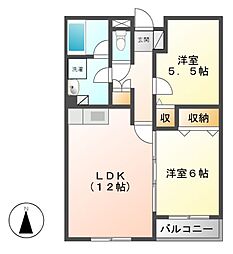 グランドソレーユ 2LDKの間取図画像