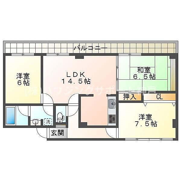 潮見が丘コーポラス ｜兵庫県神戸市垂水区潮見が丘2丁目(賃貸マンション3LDK・2階・74.75㎡)の写真 その2