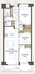 ライオンズマンション若江東壱番館 3LDKの間取図画像