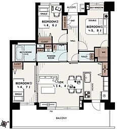 レクセルマンション鳩ケ谷 3LDKの間取図画像