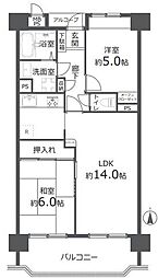 ライオンズシティ川口並木 2LDKの間取図画像