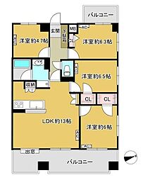 前川公園ローヤルコーポ 4LDKの間取図画像