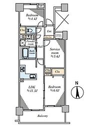 レーベンハイム鳩ヶ谷アリストコート 2SLDKの間取図画像