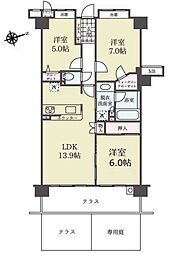 ルイシャトレ川口プレイズ 3LDKの間取図画像