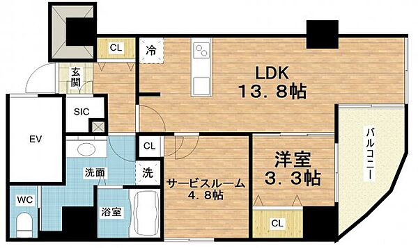 グラシア堺筋本町 ｜大阪府大阪市中央区農人橋3丁目(賃貸マンション1SLDK・2階・54.42㎡)の写真 その2