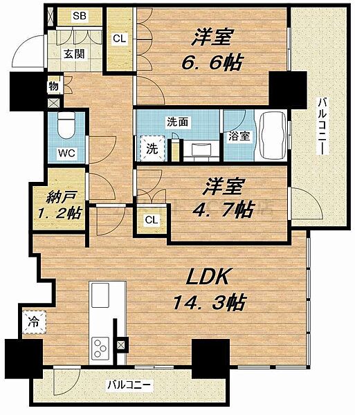 ブランズタワー・ウェリス心斎橋NORTH ｜大阪府大阪市中央区東心斎橋1丁目(賃貸マンション2LDK・12階・60.02㎡)の写真 その2