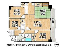 コスモ大津 4LDKの間取図画像
