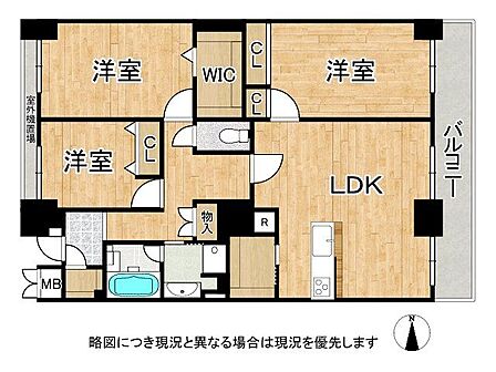 シンプルでありながらも機能的な3LDKの間取りは、快適な暮らしをサポートします。