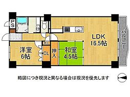 向島ニュータウン第二街区2-C棟 2LDKの間取図画像