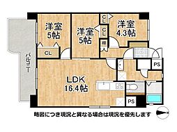 山科団地C棟 3LDKの間取図画像