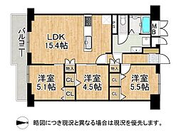 山科南団地E棟 3LDKの間取図画像