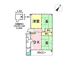 コーポ松月 3DKの間取図画像
