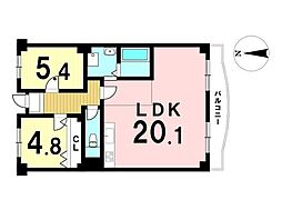 ジャルダン内田橋 2LDKの間取図画像