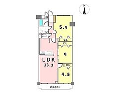 シャンボール道徳 3LDKの間取図画像