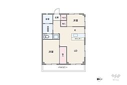 第5コーポサンキョー 2LDKの間取図画像