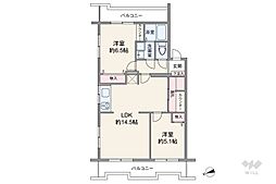 川口第1ローヤルコーポ 2LDKの間取図画像