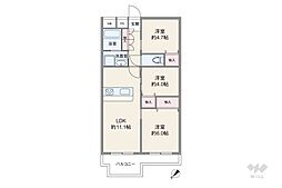 トーア川口マンション 3LDKの間取図画像