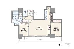 パークタワー滝野川 2LDKの間取図画像