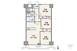 ライオンズガーデン川口 3LDKの間取図画像
