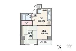 ニューファミール田端 2DKの間取図画像