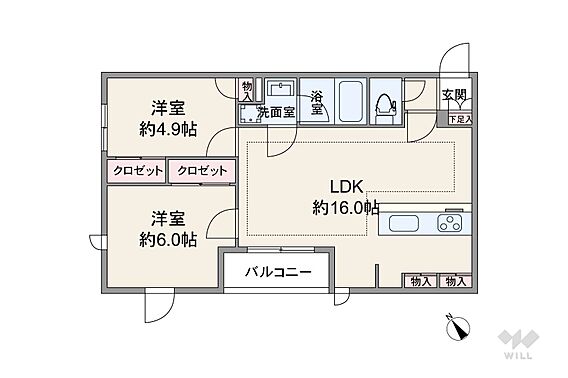 間取りは専有面...