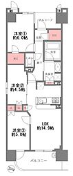 リバーガーデン福島木漏れ日の丘A棟 3LDKの間取図画像